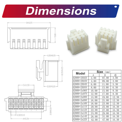 JST PHB2.0 Dual Row with Belt Lock 2×2-12Pin Same-Side-Head Cable 2.0mm 22AWG UL1007