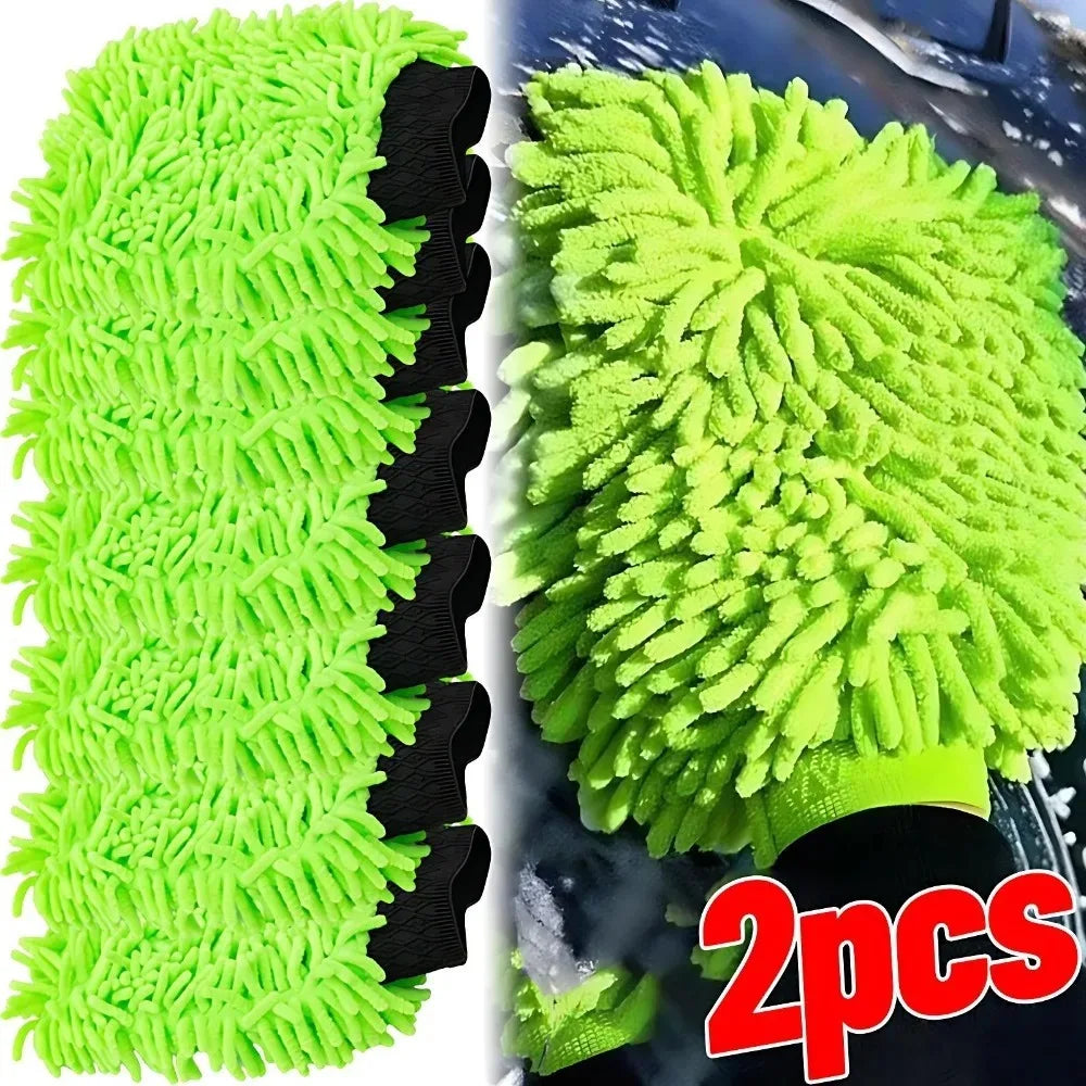 Plush double-sided gloves for car washing