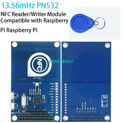 PN532 13.56MHz NFC reader/writer module, compatible with Raspberry Pi, suitable for RFID, NFC communication, and DIY electronics projects