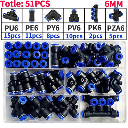 PU-6 PE-6 PZA-6 PY-6 PV-6 PG-6 PK-6 pneumatic fitting kit for 6mm outer diameter hose pipe tube air connectors