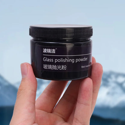 Polish powder for auto glass scratch and film removal