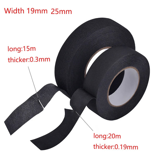 Polyester cloth tape 19mm–25mm for automotive wiring harness insulation, sound and vibration reduction
