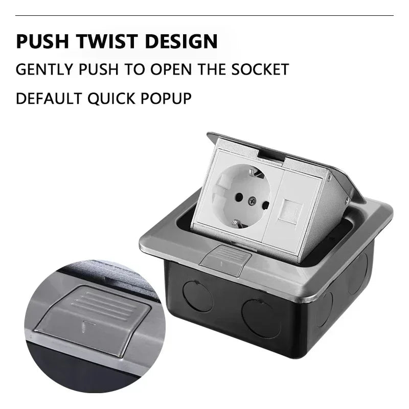 Series of floor electrical pop up outlets for kitchen and countertop use, waterproof, stainless steel box, golden cover, 15A