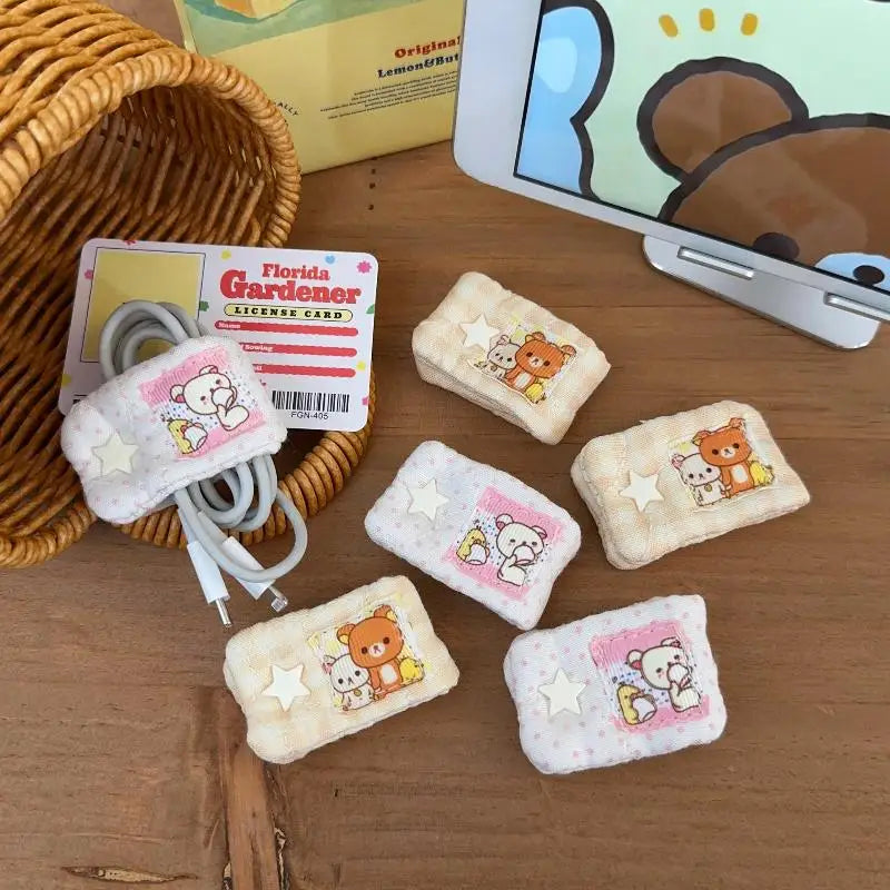 Portable charging cable organizer cartoon data cable storage clip