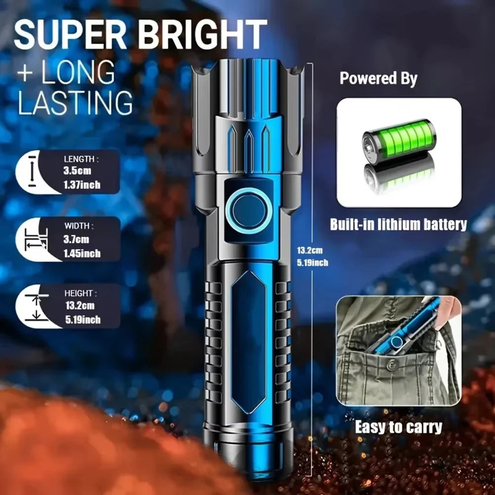 Portable LED flashlight for emergency lighting