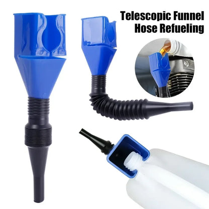 Portable telescopic car funnel tool for refueling and liquid transfer