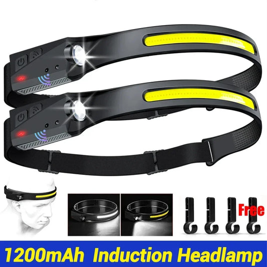 Portable LED sensor headlamp USB rechargeable