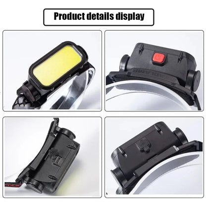 Portable COB LED head torch for outdoor use