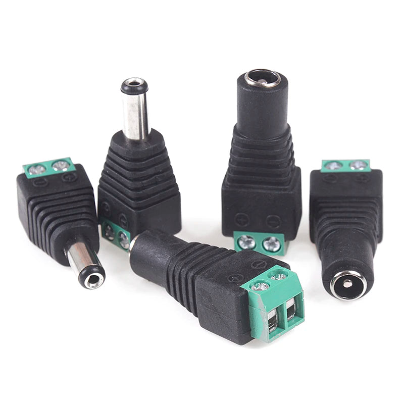 Set of DC power plug jack adapters for CCTV and electronic devices