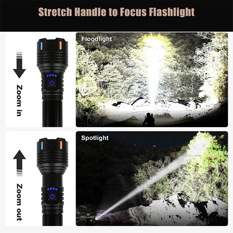 Powerful zoom spotlight flashlight for outdoor lighting