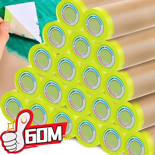Pre-taped masking film for automotive paint coverage and surface protection