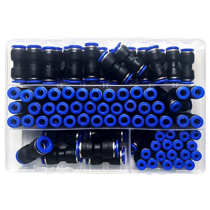 Boxed PU air straight pneumatic fittings set with quick release connectors for 4mm 6mm 8mm 10mm pipes