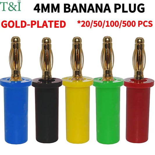 pure copper gold plated 4mm banana plug lantern type high current speaker wire connector