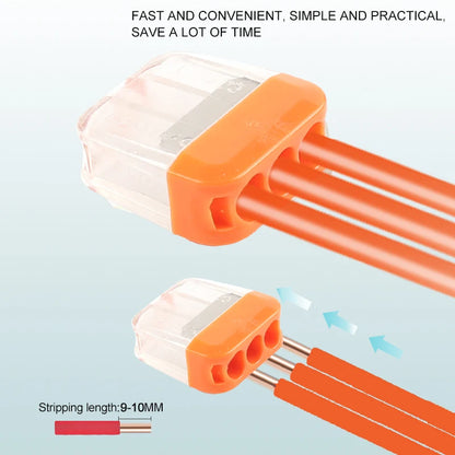 Push-in conductor wiring connector for compact and efficient electrical splicing