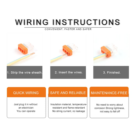 Compact push-in terminal block wiring connector