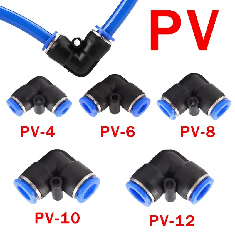 PV elbow pneumatic quick fitting 4/6/8/10/12mm air water hose push connector industrial heavy duty leak-proof seal