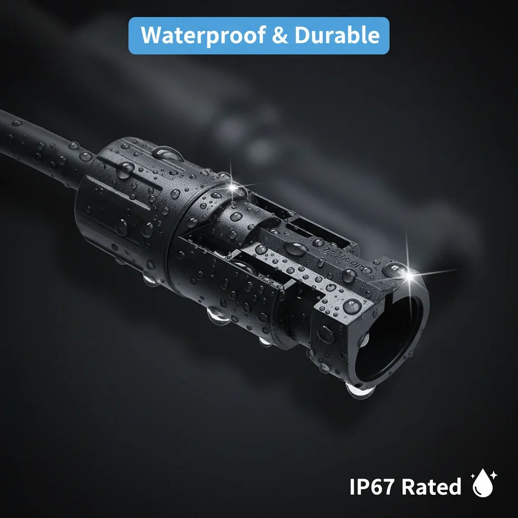 Series of PV1-F solar extension cables 2.5mm² 1/2/3/5/10M with male and female DC connectors, IP67 waterproof for PV systems