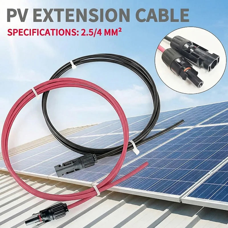 PV1-F solar extension cable 2.5mm² 1/2/3/5/10M with waterproof DC connector male and female pair IP67 for photovoltaic system