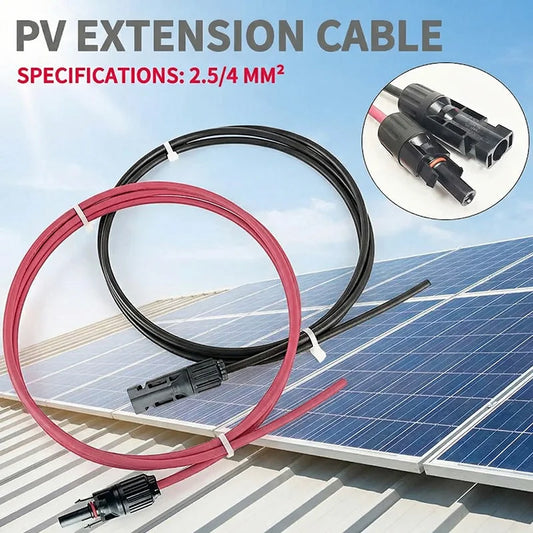 PV1-F solar extension cable 2.5mm² 1/2/3/5/10M with waterproof DC connector male and female pair IP67 for photovoltaic system