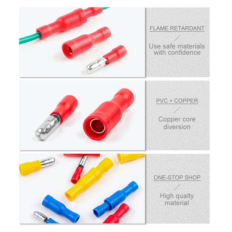 Set of 50PCS 25Set MPD FRD PVC bullet shaped female and male electrical wire crimp connectors