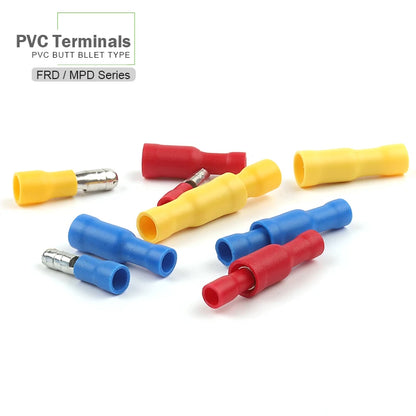 50PCS 25Set MPD FRD PVC bullet shaped female and male butt insulating terminals, electrical audio wire crimp connectors