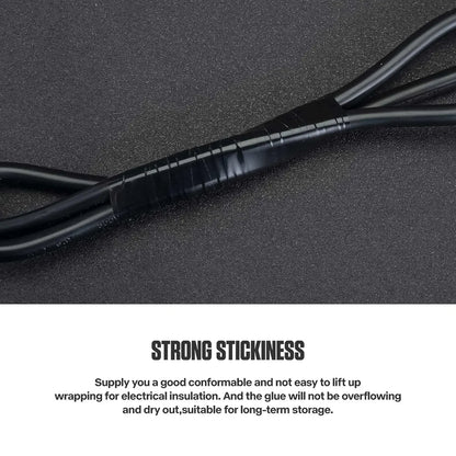 Close-up of black electrical PVC insulation tape, 10M and 20M length, 0.71 inch wide, suitable for wiring and electrical repairs