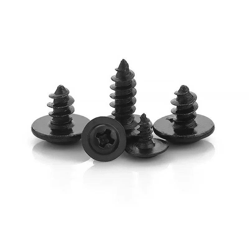 Series of PWA cross self-tapping black screws M3 M3.5 M4 M4.8, carbon steel round pan head with washers, assorted kit