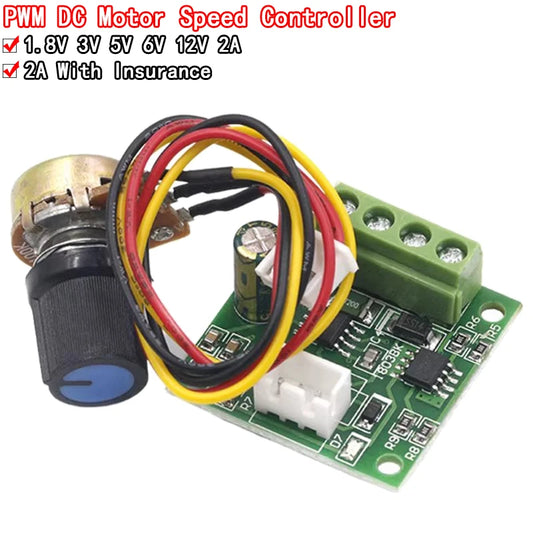 PWM DC motor speed controller module with 1.8V to 15V input, 2A adjustable motor regulator for DC motors and DIY electronics projects