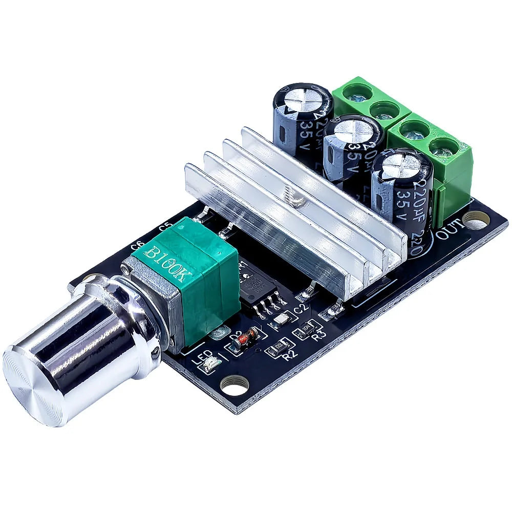 PWM DC motor speed controller regulator, 6V-28V 3A 80W, adjustable speed with potentiometer switch for DIY electronics and motor control projects