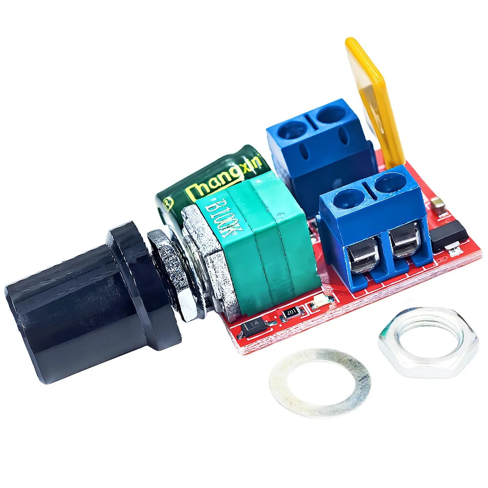 PWM mini DC motor speed controller module, 3V-35V input, 5A 90W adjustable speed regulator with LED dimmer and control switch for DIY electronics