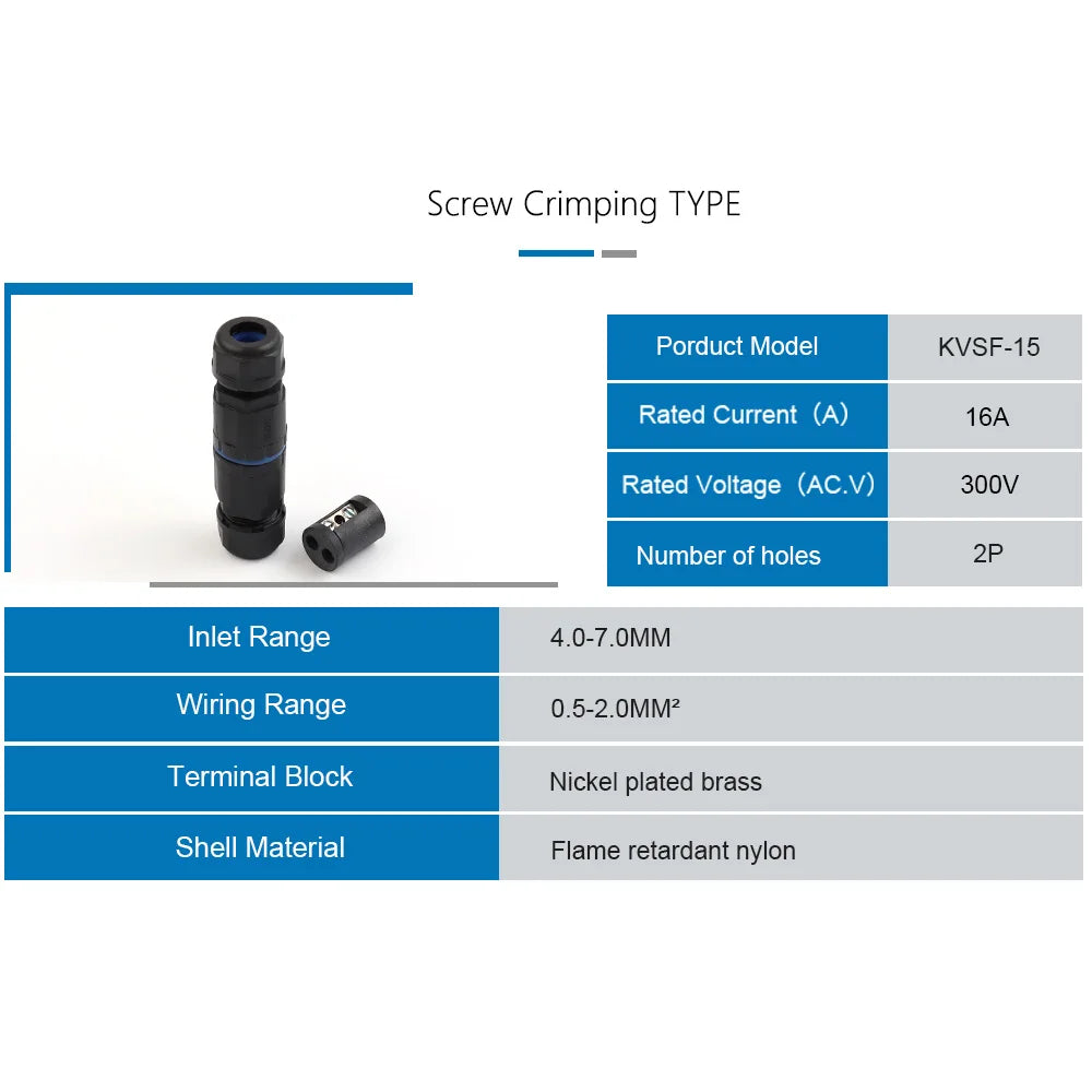 Quick connection IP68 wire terminal KVSF-15 connector for industrial and home wiring