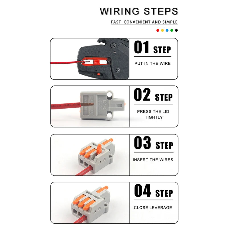 Compact wire connector for 28-12AWG small wiring and electrical cables