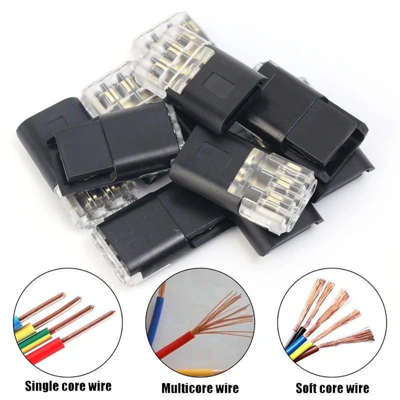 Quick wire connector for electrical cable connections