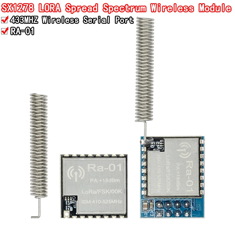 RA-01 and RA-02 LoRa SX1278 433MHz wireless module, long-range up to 10KM, compatible with Arduino for DIY electronics projects