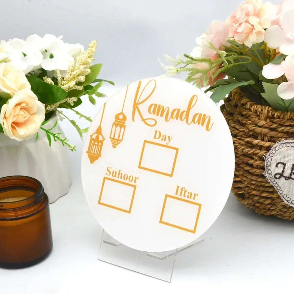 Set of 2026 Ramadan countdown calendar and acrylic Eid Mubarak ornament, Islamic Muslim party decoration for Kareem celebration