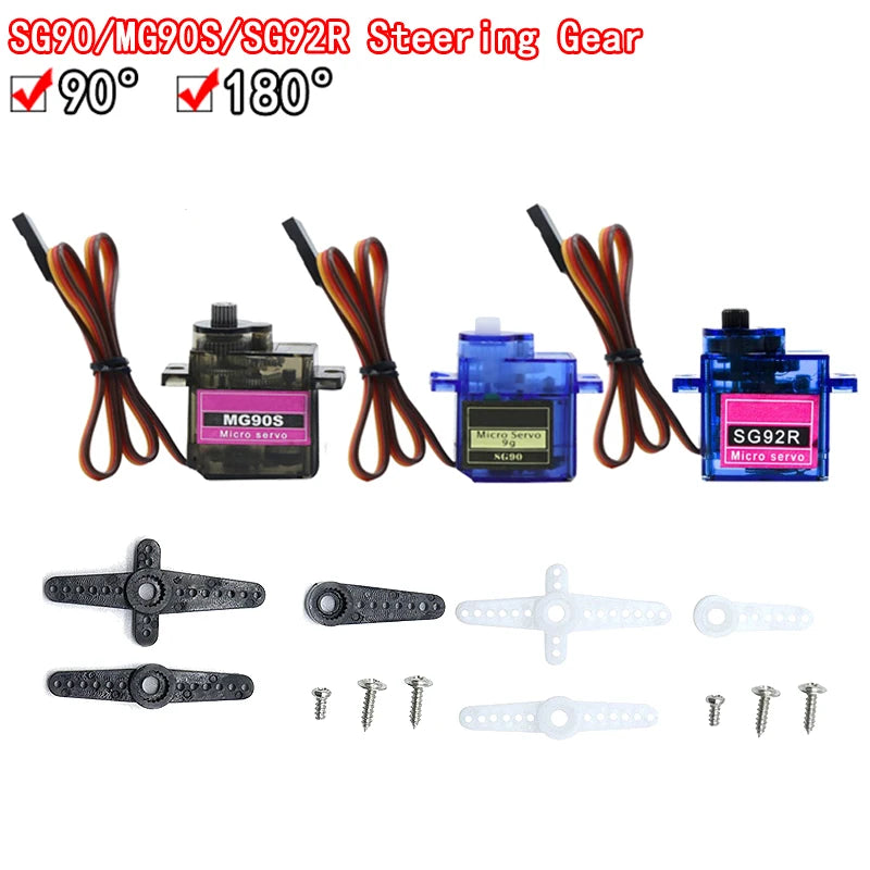 RC mini micro servo tester compatible with SG90, MG90S, SG92R plastic gear servos for Arduino, helicopters, boats, and DIY projects