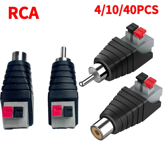 RCA male female to terminal block adapter solderless AV audio video connector