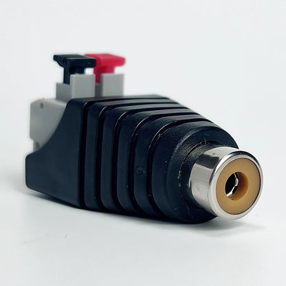 RCA to terminal block adapter for speaker home theater and CCTV applications