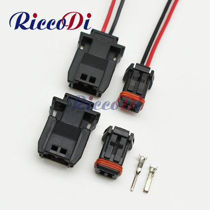 2 way waterproof automotive wiring connector for rearview mirror with secure plastic housing MX19002P51 / MX19002S51