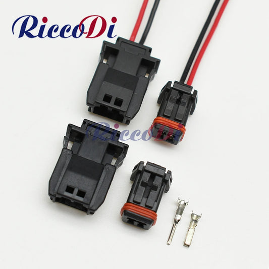 2 way waterproof automotive wiring connector for rearview mirror with secure plastic housing MX19002P51 / MX19002S51