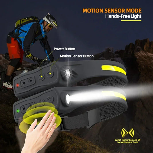 Rechargeable head torch with 5 lighting modes