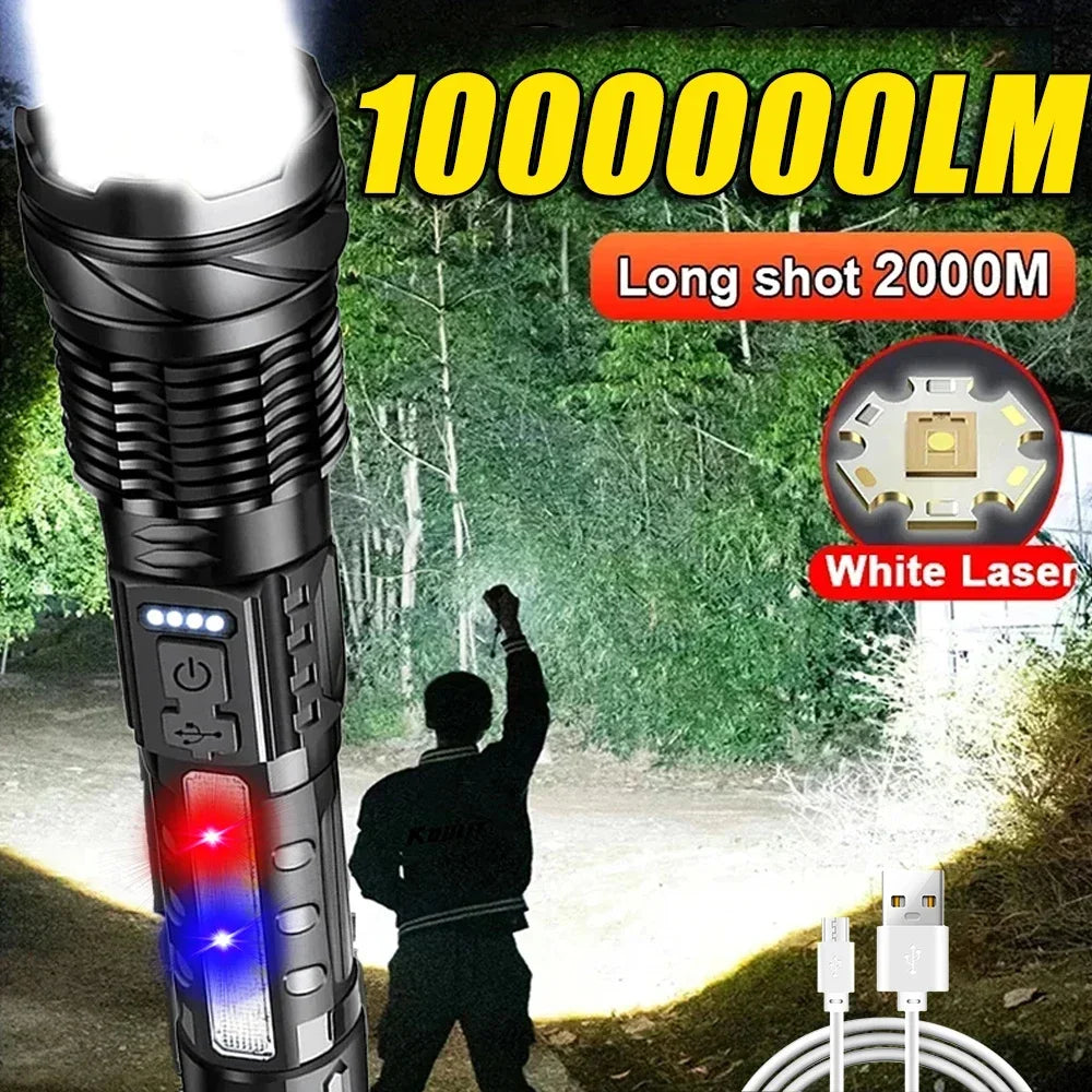 Rechargeable LED flashlight super bright long range