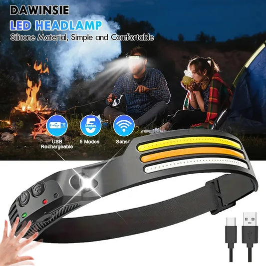 Rechargeable LED headlamp with COB wide beam