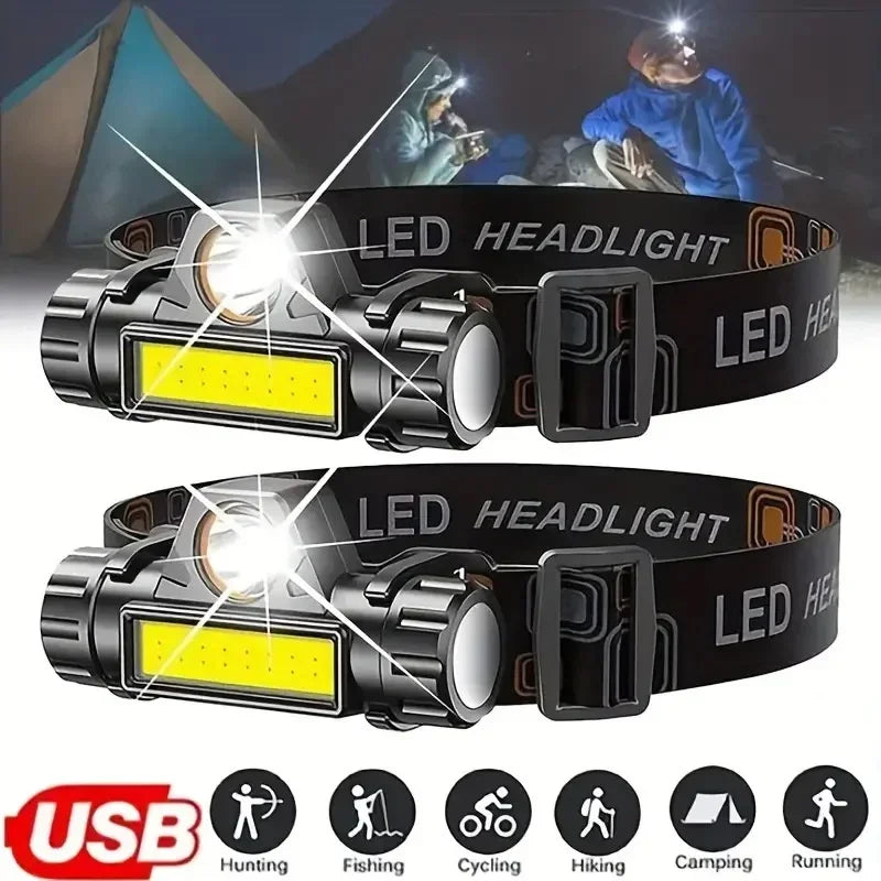 Rechargeable LED headlamp with adjustable headband