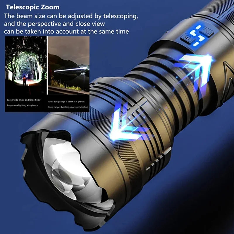 Rechargeable tactical flashlight for outdoor and emergency use