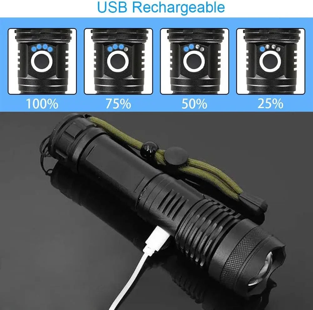 Rechargeable zoomable LED tactical torch