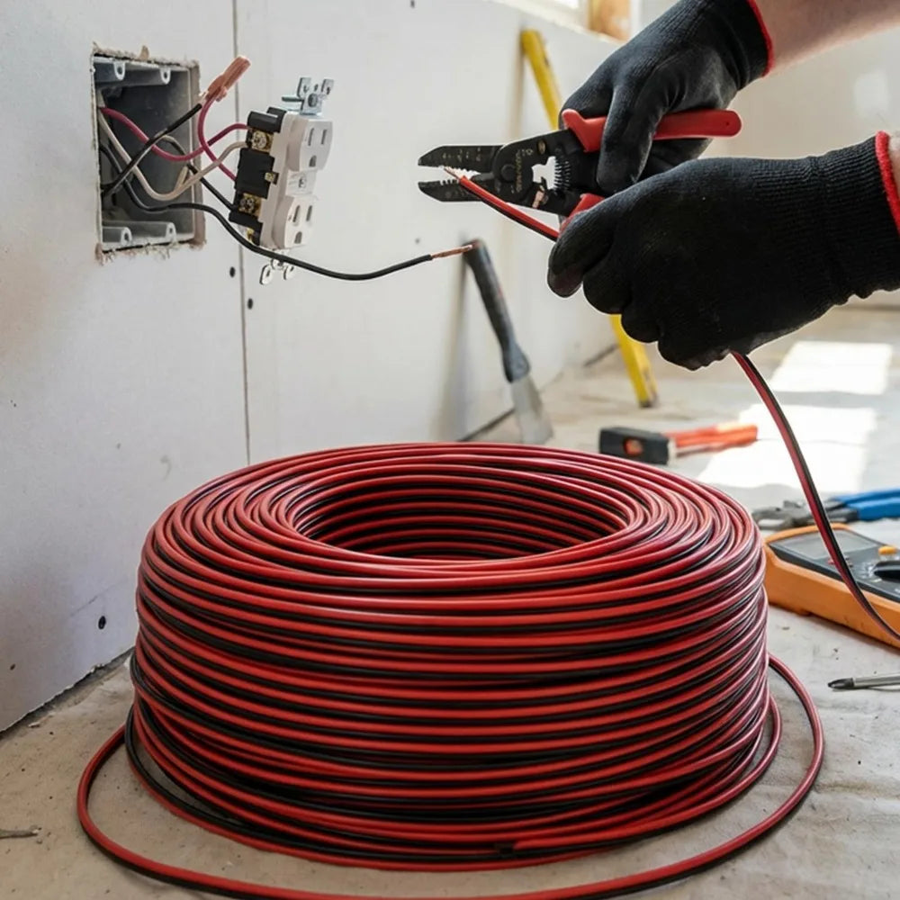 Red and black PVC insulated extension cable