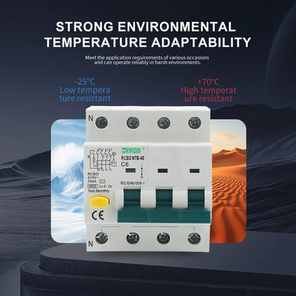 Residual current circuit breaker RCBO 3P+N for industrial and residential use