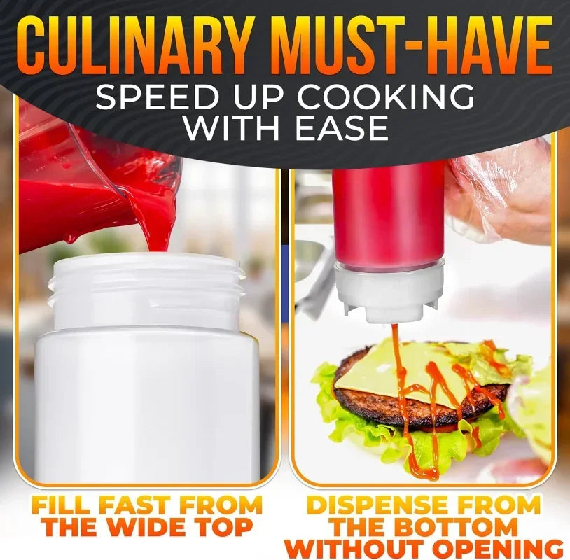 Reusable double ended squeeze bottle for sauces