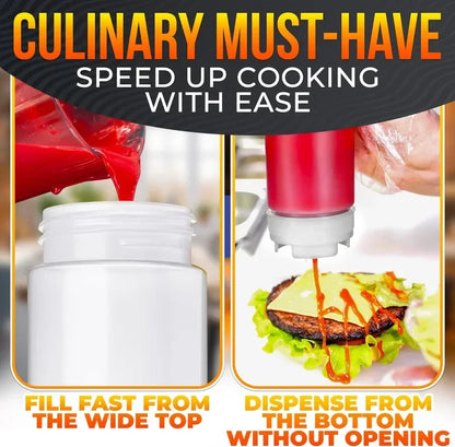 Reusable double ended squeeze bottle for sauces